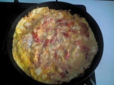 Omelet with tomatoes and celery
