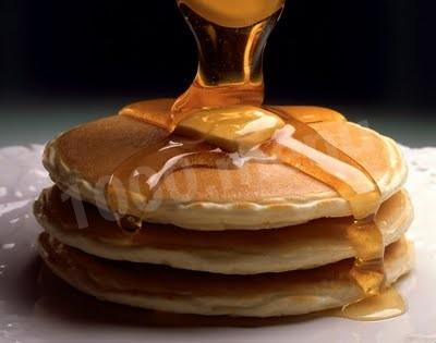 American pancakes on dry yeast with melted butter