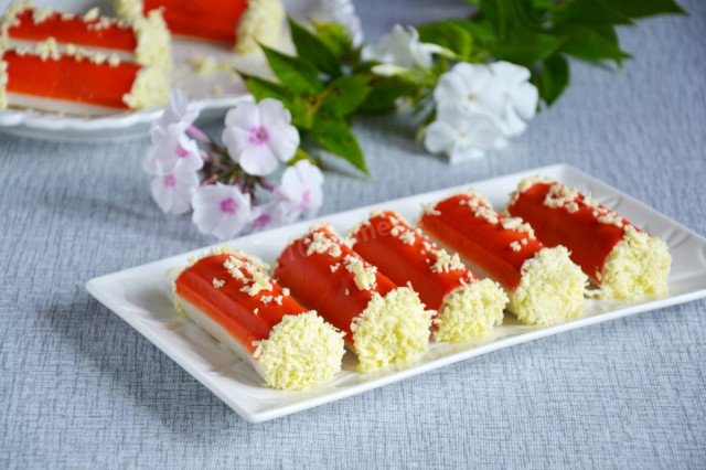 Crab stick rolls for the festive table