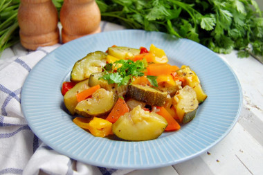 Stewed vegetables in a frying pan