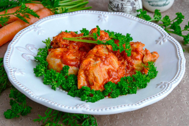 Chicken stewed with carrots