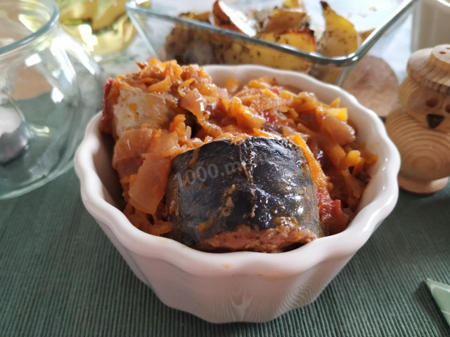 Mackerel stewed with vegetables