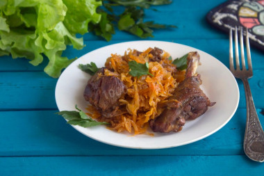 Duck stewed with cabbage