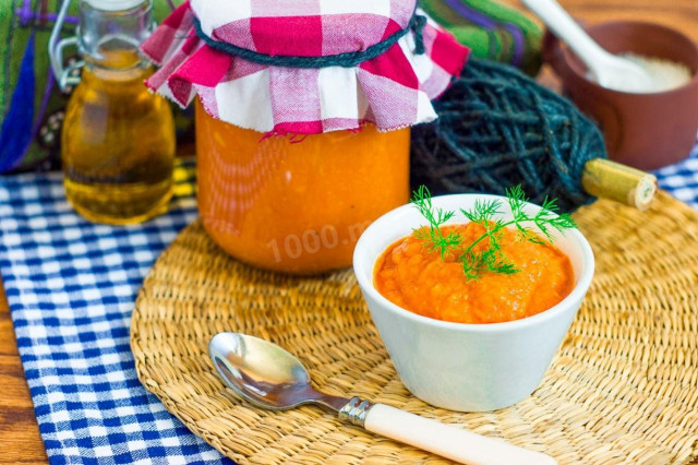 Zucchini caviar with tomato paste and onions for winter