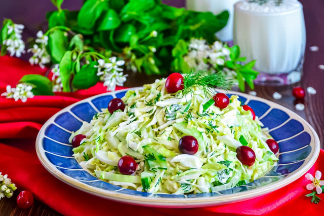 Salad of fresh cabbage and cucumbers