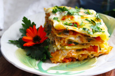 Classic vegetable lasagna at home