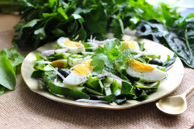 Sorrel egg and cucumber salad