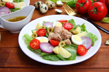 Classic Nicoise salad with tuna and anchovies