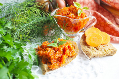 Carrot caviar with tomato paste