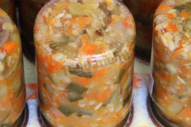 Pickle for winter with tomatoes and cucumbers