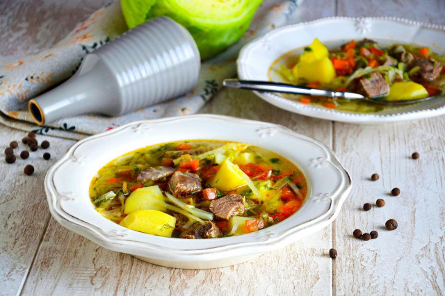 Classic cabbage soup made from fresh cabbage