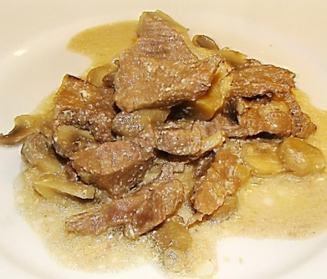 Beef Stroganoff with mushrooms and beef