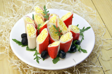 Crab sticks with cheese and egg appetizer