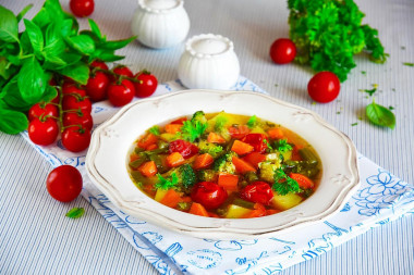 Vegetable soup with meat broth