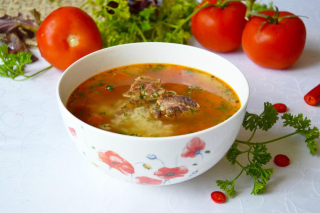 Classic Kharcho soup with rice