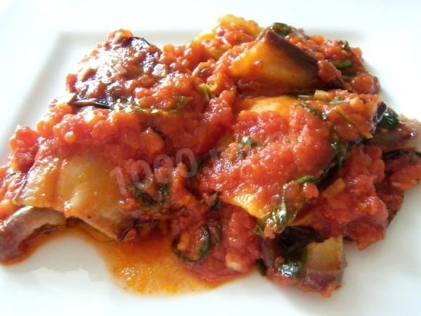 Sweet eggplant with tomato juice and vegetables for winter