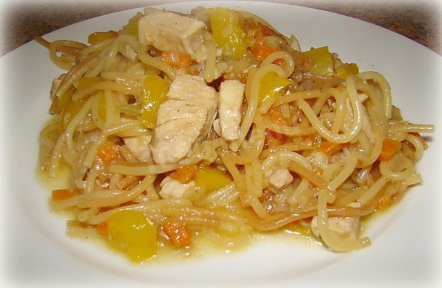 Vegetable stew with meat and noodles