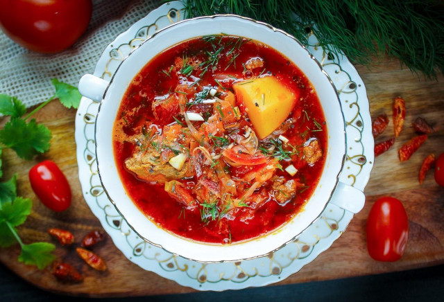 Classic borscht with beef and pork