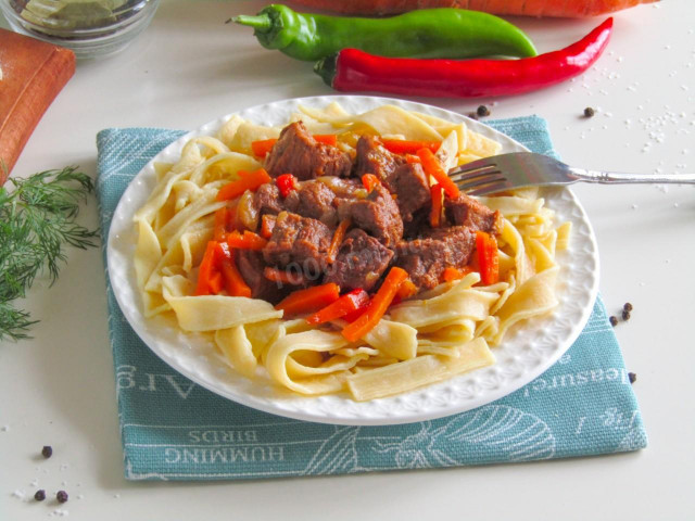 Homemade noodles with beef
