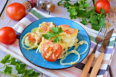 Pink salmon in the oven juicy with potatoes