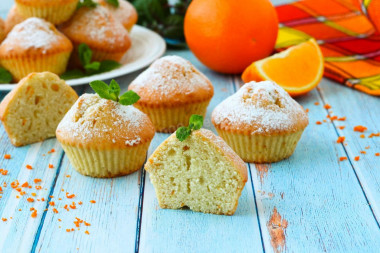 Orange cupcakes in the oven