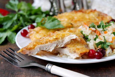 Chicken fillet with mayonnaise and cheese