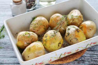Whole baked new potatoes in the oven