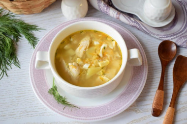 Soup with egg and chicken
