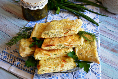 Lavash with cottage cheese in the oven