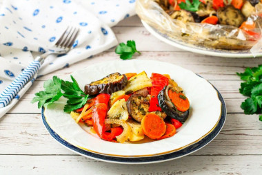 Vegetables baked in a sleeve in the oven