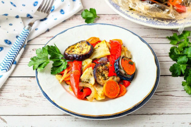 Vegetables baked in a sleeve in the oven