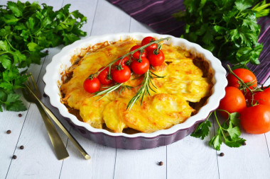 French beef meat with potatoes in the oven