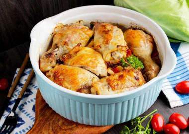 Chicken with cabbage in the oven