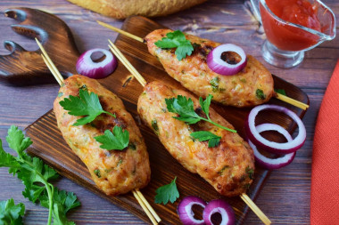 Minced chicken kebab in the oven