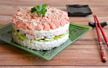 Sushi cake salad