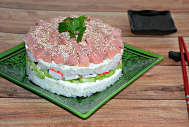 Sushi cake salad