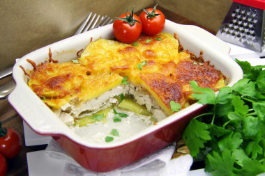 Chicken breast casserole in the oven with potatoes