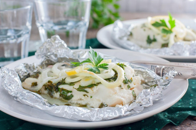 Cod fillet baked in the oven in foil