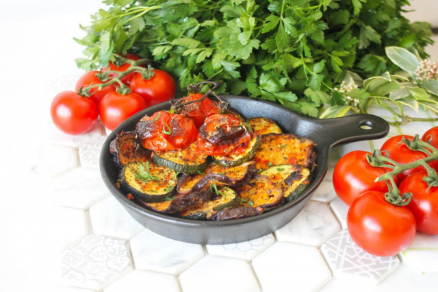 Eggplant and zucchini baked in the oven