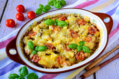 Meat casserole with potatoes in the oven