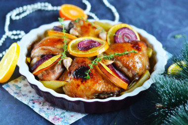 Chicken in red wine in the oven