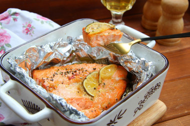 Baked salmon in the oven in foil