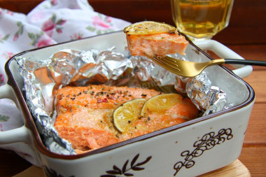 Baked salmon in the oven in foil