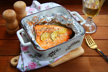 Baked salmon in the oven in foil