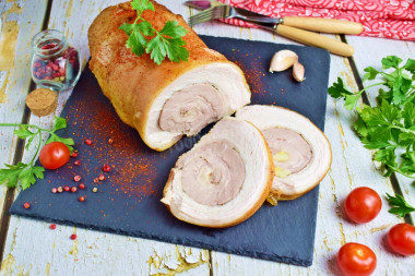 Pork belly roll baked in the oven