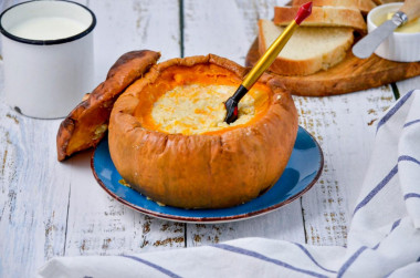 Millet porridge in pumpkin with milk