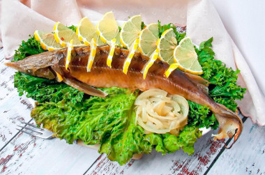 Whole sturgeon baked in the oven