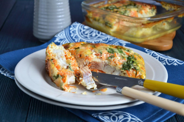 Fish in an omelet in the oven