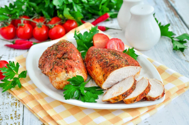 Chicken breast in a sleeve baked in the oven