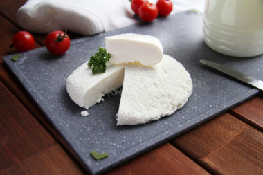 Homemade cheese made from milk